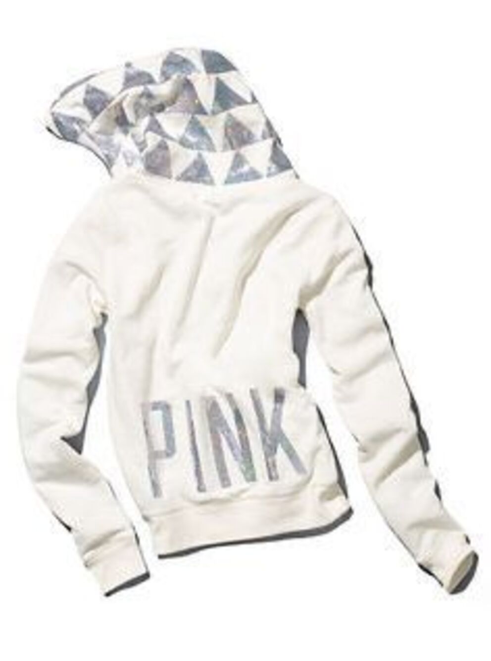 PINK Victoria’s Secret White Holographic Sequin Zip Hoodie Y2K Bling Women’s Sma - Picture 6 of 12